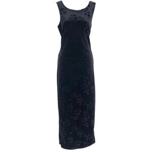 vintage 90s Possessed black velvet floral rose maxi dress